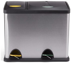 Стоманено кошче за боклук за рециклиране с педал в матово сребрист цвят 18+8 l Tri Selectif – MSV