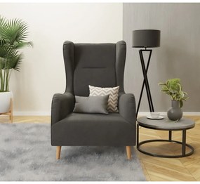 Тъмносиво кадифено кресло Carole - Ropez