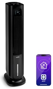 Klarstein Polar Tower Smart, вентилатор, охладител на въздуха, 7L, 85W, дистанционно управление, 5x охладителни кутии