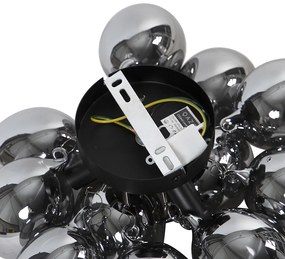 Дизайнерски таванна лампа черна с димно стъкло 3-светлина - Uvas