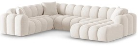 Кремав шенилов ъглов диван (ляв ъгъл/U форма) Treno – Cosmopolitan Design