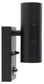 Външна стенна лампа черна 2-светлина с датчик за движение IP44 - Duo