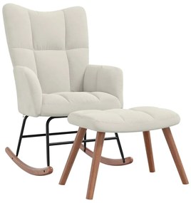 328159 vidaXL Люлеещ се стол с табуретка, кремавобял, кадифе