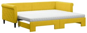 3197800 vidaXL Канапе с изтеглящо легло и матраци жълто 90x200 см кадифе