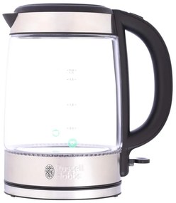 Стъклена електрическа кана с филтър Russell Hobbs Clarity 21600-57, 2200W, 1,7L, Осветена, Скрит нагревател, Автоматично изключване, Инокс