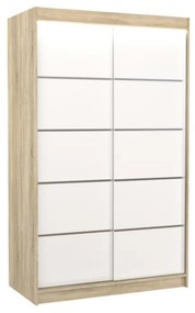 Гардероб с плъзгащи врати LISO, 120x200x58, Сонома/бял + LED
