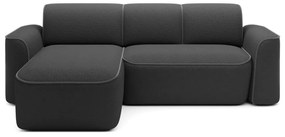 Тъмносив ъглов диван от прежда с примки от букле (ляв ъгъл) Ume – ELTAP