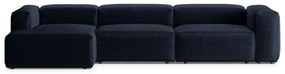Тъмносин ъглов диван от рипсено кадифе (ляв ъгъл) Bergamo – Cosmopolitan Design