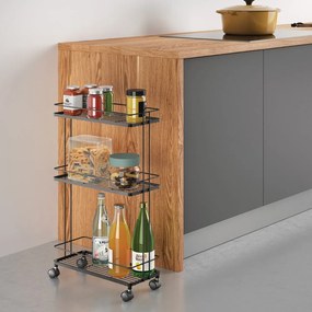 Матово черен стоманен подвижен стелаж 38x62x16 cm Lava – Metaltex