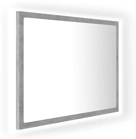 804920 vidaXL LED огледало за баня, бетонно сиво, 60x8,5x37 см, акрил