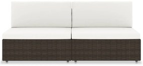 49513 vidaXL Двуместен модулен диван, полиратан, кафяв