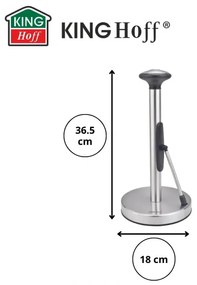 Поставка за кухненска хартия Kinghoff KH 1955, 36.5 см, Неръждаема стомана, Сребрист