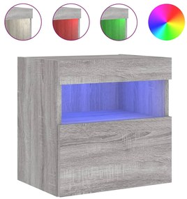 837179 vidaXL Стенен ТВ шкаф с LED осветление, сив сонома, 40x30x40 см