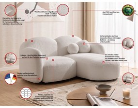 Кремав ъглов диван от прежда с примки от букле (десен ъгъл) Orbit – Ropez