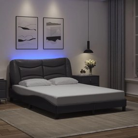 3213923 vidaXL Рамка за легло с LED без матрак Hvar сива 120x200 см