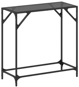 846019 vidaXL Конзолна маса с черен стъклен плот 80x35x81 см стомана