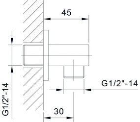 Месингова част за свързване към душ в лъскаво сребристо Jumper – Sapho