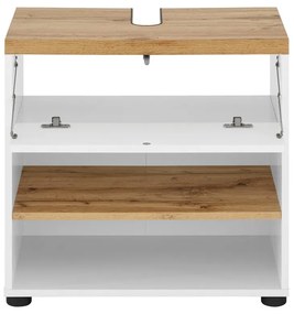 Бял шкаф за мивка от декор от дъб 60x57 cm Thessa – Støraa