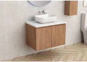 Конзолен PVC шкаф за баня BG 5156-75 + 7546-30, с бял плот, Inter Ceramic, 45х48.5х73.5см