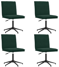 3315639 vidaXL Трапезни столове, 4 бр, тъмнозелени, кадифе