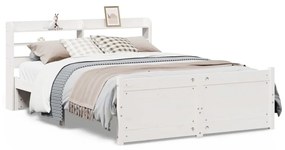 3306755 vidaXL Рамка за легло с табла без матрак, бяла, 140x190 см