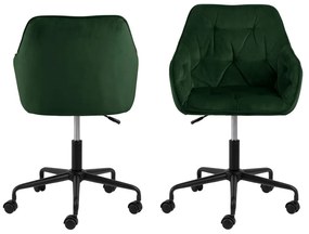 Зелен офис стол с кадифена повърхност Brooke - Actona