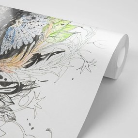 Тапет – Жена с рисувани цветя