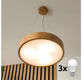 Brilagi - LED полилей CARVALHO 3xE27/60W/230V, дъб, Ø 47,5 см