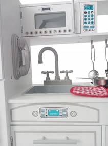 Детска бяла кухня с аксесоари и LED осветление