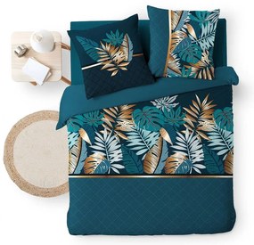 Синьо двойно удължено памучно спално бельо 240x220 cm Alianor – douceur d'intérieur