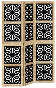 358797 vidaXL Разделител за стая 3 панела кафяво-черно дърво пауловния масив