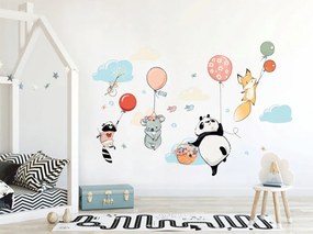 Детски стикер за стена с весел мотив на летящи животни 51 x 22 cm