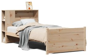 3322449 vidaXL Легло с рафтове за книги, без матрак, 90x190 см, бор масив
