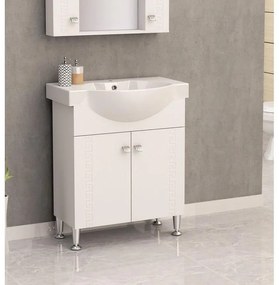 Долен шкаф за баня ICP 7047, PVC, бял, с умивалник, 70x47x85см