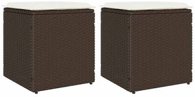 4104040 vidaXL Градински табуретки с възглавници 2 бр. кафяви 40x40x43 см