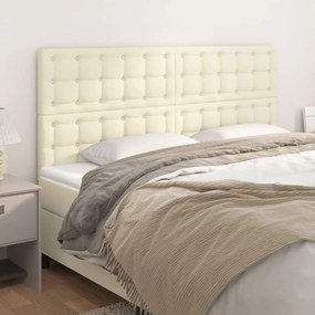 3116436 vidaXL Горни табли за легло 4 бр кремави 90x5x78/88 см,изкуствена кожа