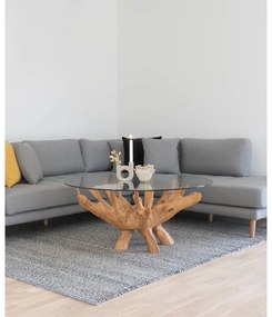 Кръгла масичка за кафе в естествен цвят със стъклен плот ø 110 cm Amazonas - House Nordic