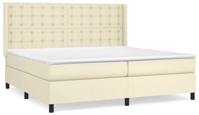 3132521 vidaXL Боксспринг легло с матрак, кремаво, 200x200 см, изкуствена кожа