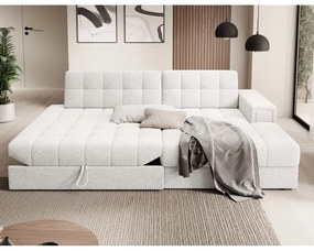 Кремав сгъваем ъглов диван от прежда с примки от букле (десен ъгъл) Blezalt – ELTAP