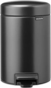Кош за боклук с педал Brabantia NewIcon 1008834, 3 л, Плавно затваряне, Противоплъзгаща основа, Тъмносив