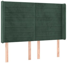 3119771 vidaXL Горна табла за легло с уши,тъмнозелена, 147x16x118/128см,кадифе