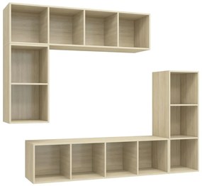 3079820 vidaXL Комплект ТВ шкафове от 4 части, сонома дъб, инженерно дърво
