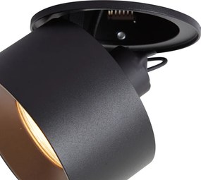 Модерен вграден прожектор черен GU10 50мм - Echo
