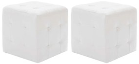 278389 vidaXL Пуфове, 2 бр, бели, 30x30x30 см, изкуствена кожа