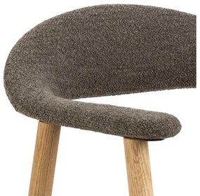 АДЭЛЕ Кафяво Taupe (тъкан Монза 40)/рамка Естествен дъб - ДЪРВЕН РЕТРО СТОЛ С БУКЛЕ ТАПИЦЕРИЯ ЗА ДНЕВНА / ТРАПЕЗАРИЯ / КУХНЯ