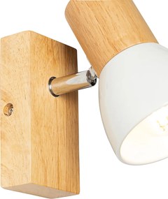 Ръстична стенна лампа дърво с бяла регулируема - Thorin