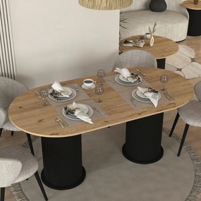 Меламиново трапезарно маса Bohema в черен - цвят сепет дъб 180x90x77,7см.