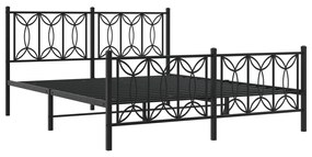 376149 vidaXL Метална рамка за легло с горна и долна табла, черна, 160x200 см
