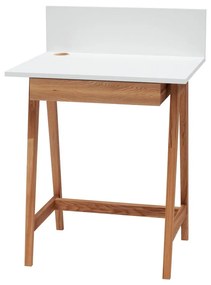 Бяло бюро с основа от ясенова дървесина Дъб, дължина 65 cm Luka - Ragaba