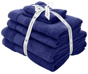 Тъмносини памучни хавлии и кърпи за баня в комплект от 6 бр. от тери Anti-Bacterial – Catherine Lansfield